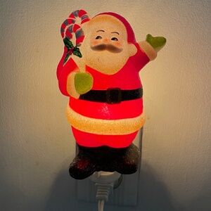 Christmas Santa Claus Holiday Night Light Wall Plug In Frosted Sugared On/Off